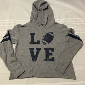 Football Hoodie- Grey Love Football Crop Light weight Womens Hoodie size XS